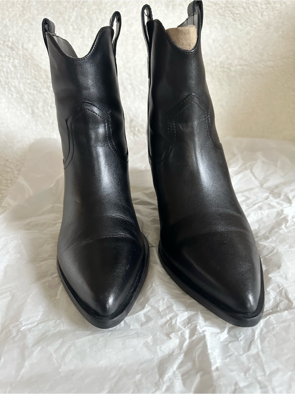 Marc Fisher Black Pointed Western Ankle Booties